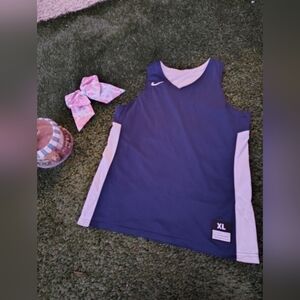 Nike Kids Navy and White Tank Top
